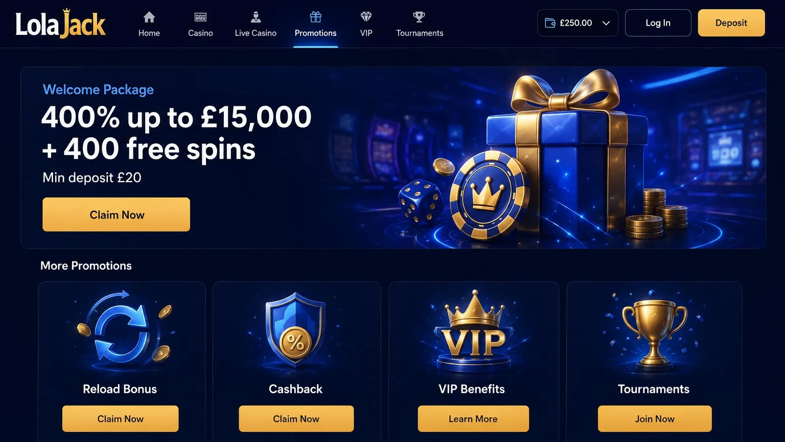 LolaJack Casino bonus and promotional offers