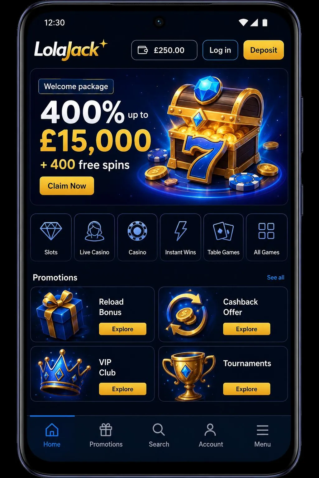 LolaJack app for mobile gaming